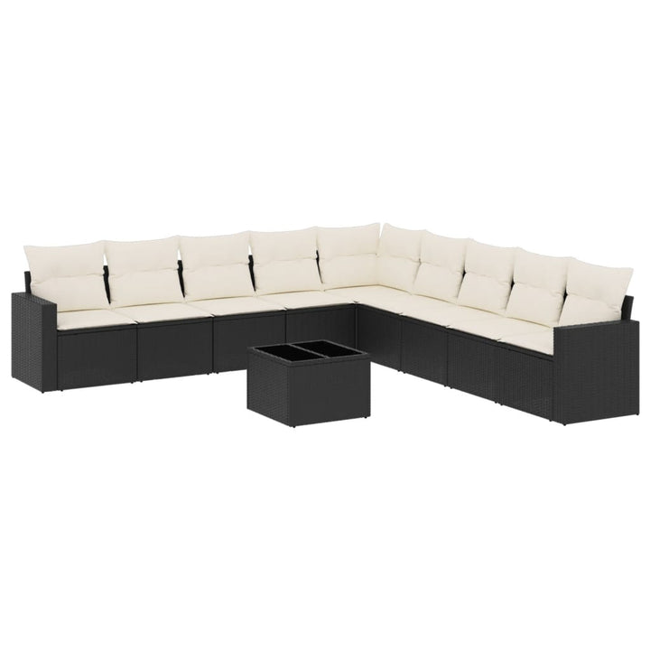 sofasæt til haven 10 dele med hynder polyrattan sort
