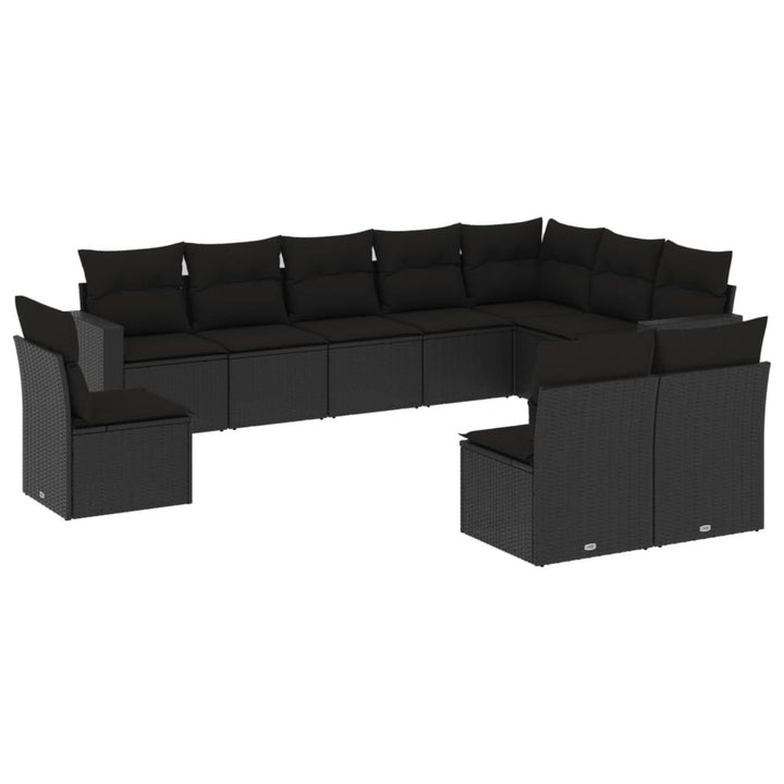 sofasæt til haven 10 dele med hynder polyrattan sort