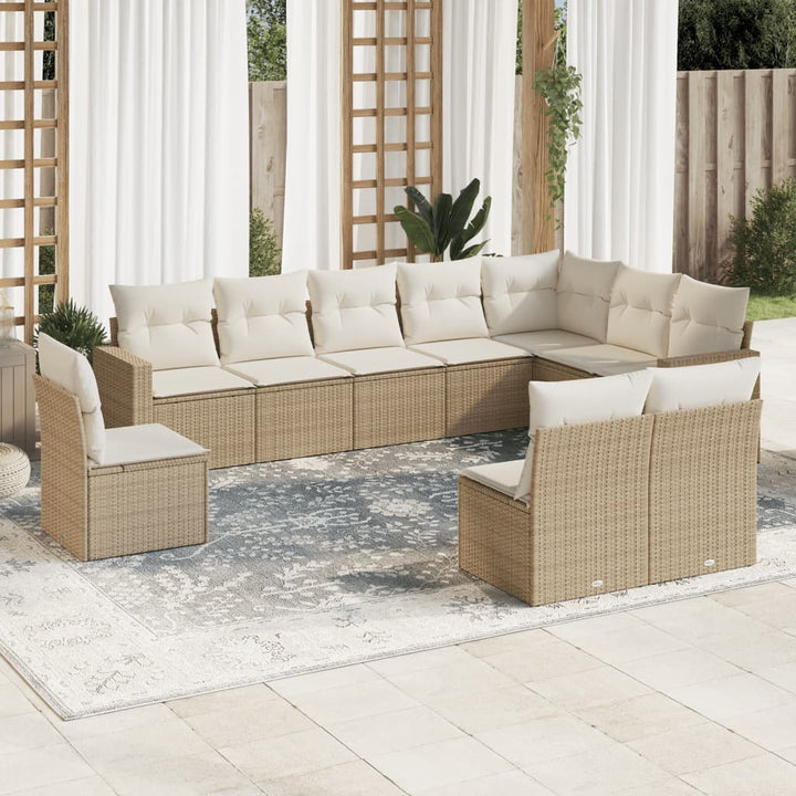 sofasæt til haven 10 dele med hynder polyrattan beige