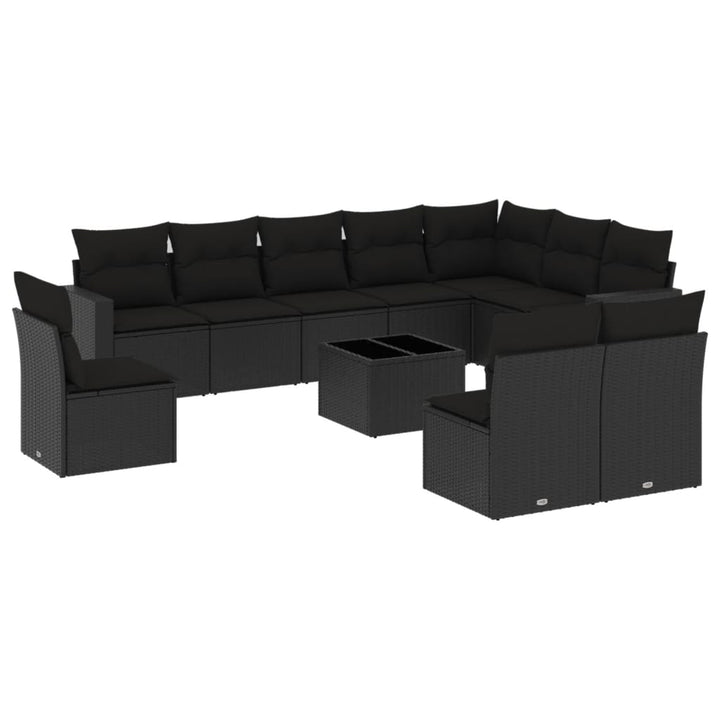 sofasæt til haven 11 dele med hynder polyrattan sort