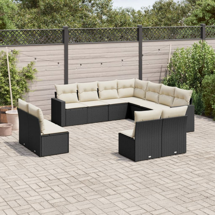 sofasæt til haven 11 dele med hynder polyrattan sort