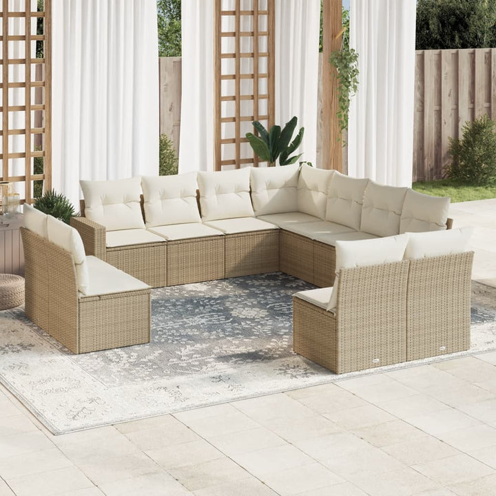 sofasæt til haven 11 dele med hynder polyrattan beige