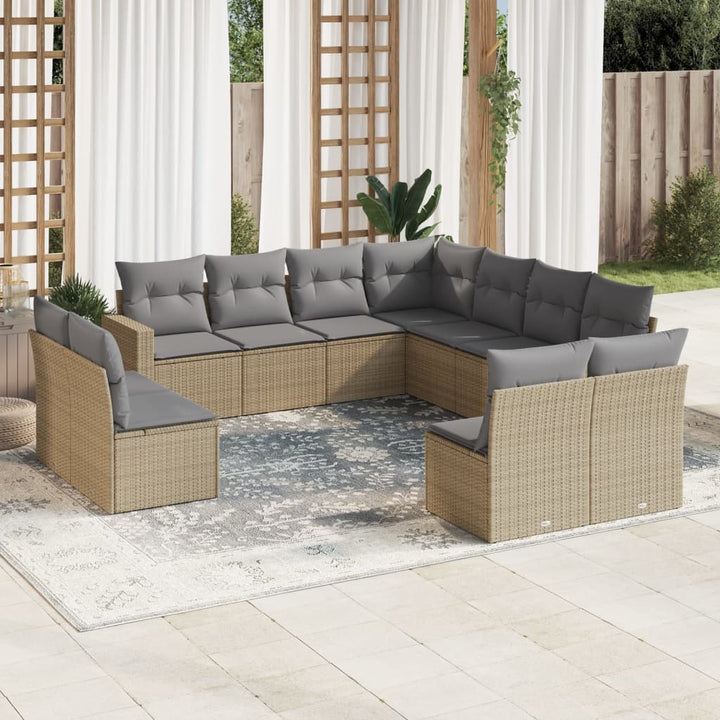 sofasæt til haven 11 dele med hynder polyrattan beige