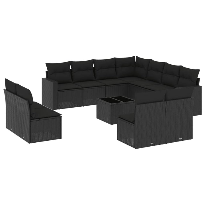 sofasæt til haven 12 dele med hynder polyrattan sort