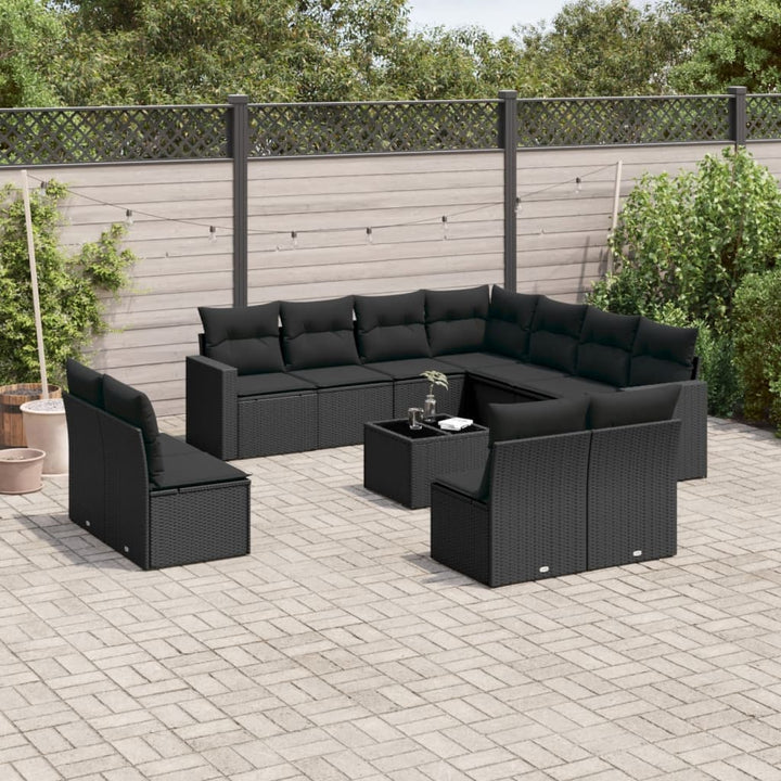 sofasæt til haven 12 dele med hynder polyrattan sort