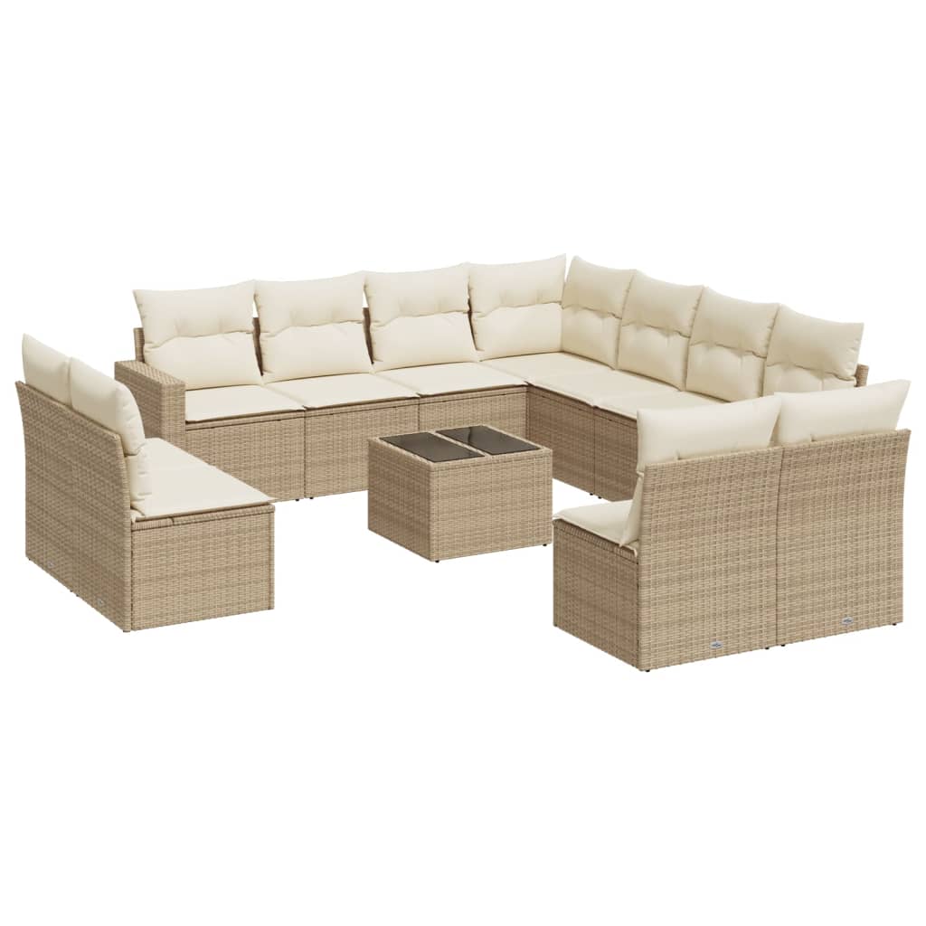sofasæt til haven 12 dele med hynder polyrattan beige