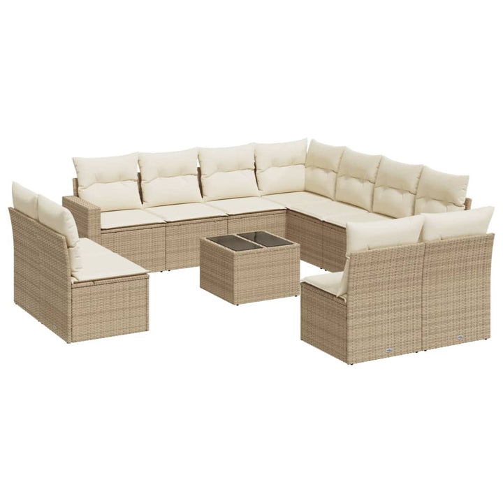 sofasæt til haven 12 dele med hynder polyrattan beige