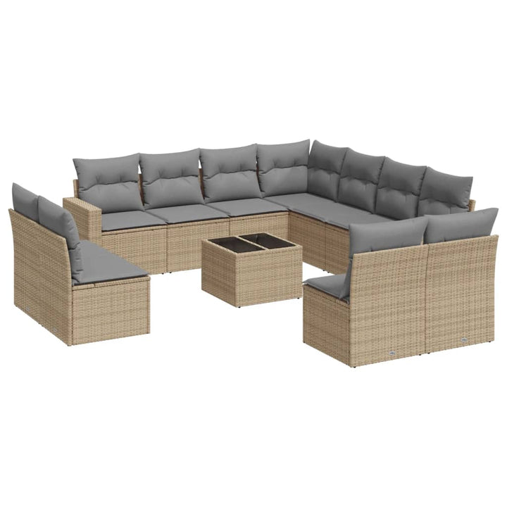 sofasæt til haven 12 dele med hynder polyrattan beige