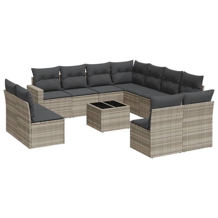 sofasæt til haven 12 dele med hynder polyrattan lysegrå
