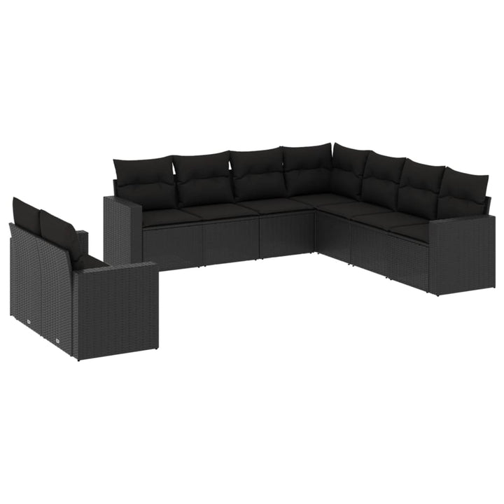 sofasæt til haven 9 dele med hynder polyrattan sort