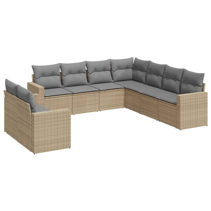 sofasæt til haven 9 dele med hynder polyrattan beige
