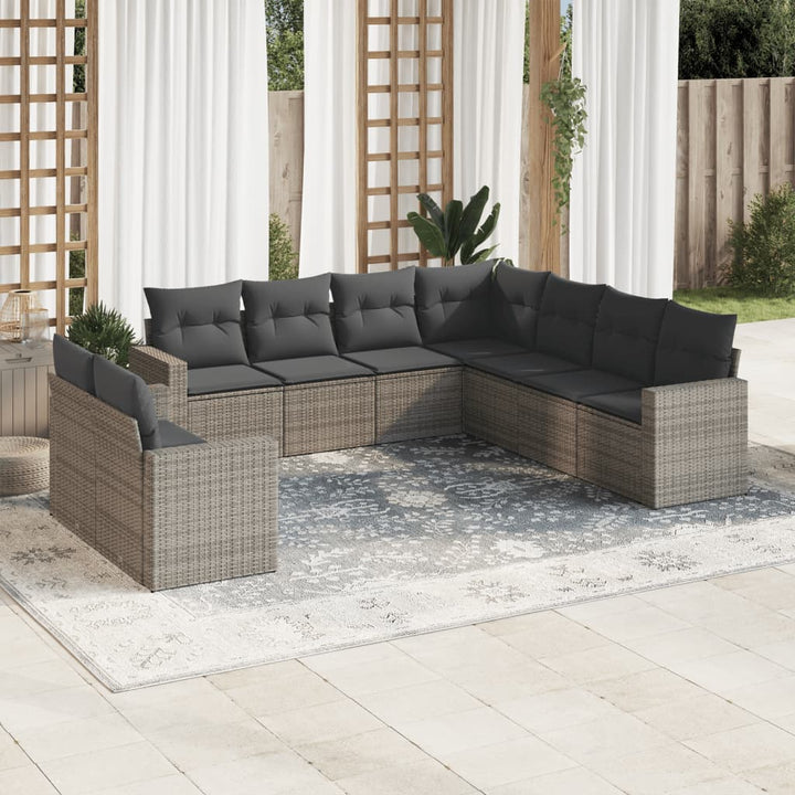 sofasæt til haven 9 dele med hynder polyrattan grå