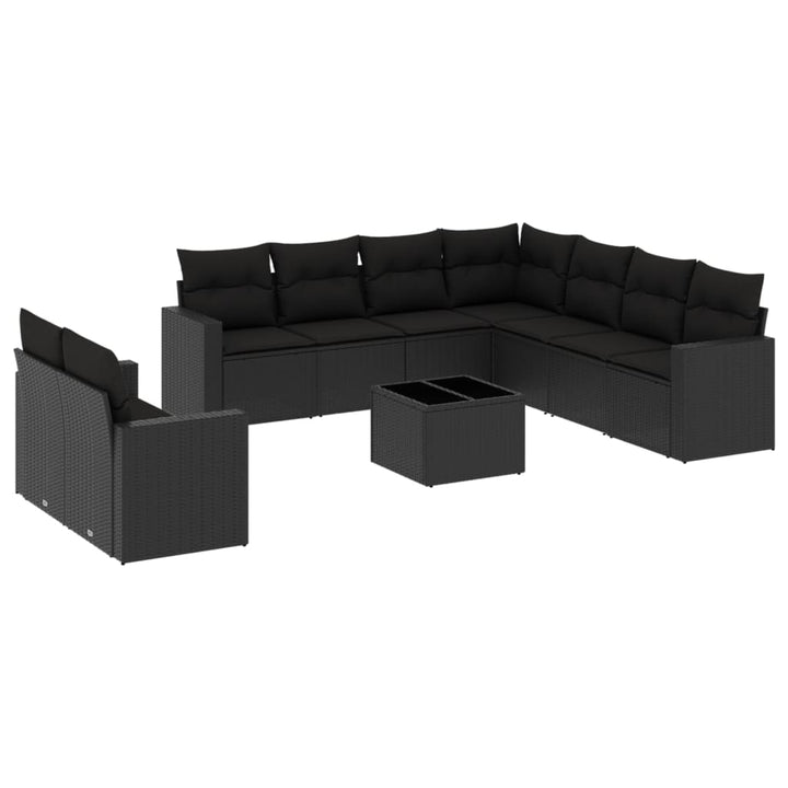 sofasæt til haven 10 dele med hynder polyrattan sort