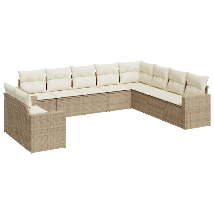 sofasæt til haven 10 dele med hynder polyrattan beige