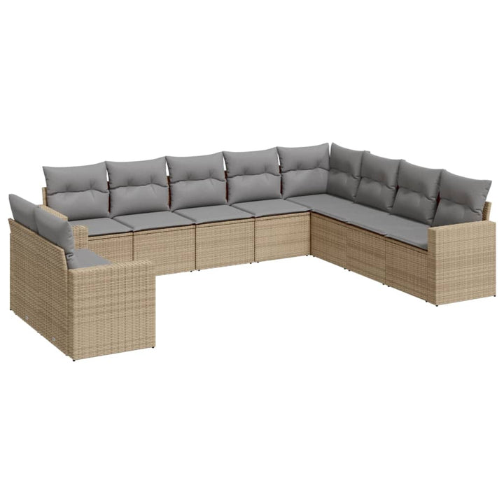 sofasæt til haven 10 dele med hynder polyrattan beige