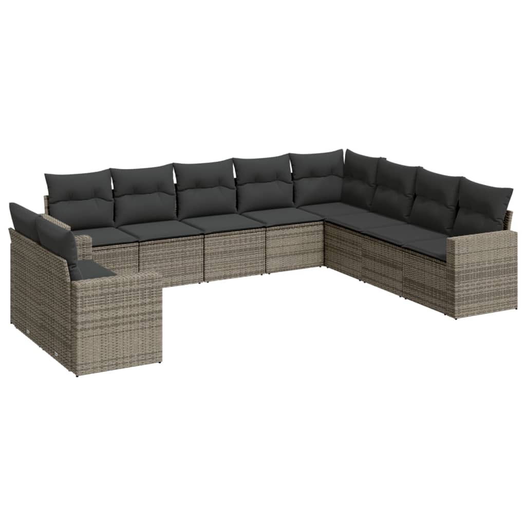 sofasæt til haven 10 dele med hynder polyrattan grå