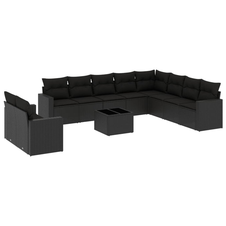 sofasæt til haven 11 dele med hynder polyrattan sort