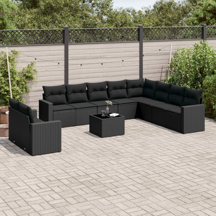sofasæt til haven 11 dele med hynder polyrattan sort