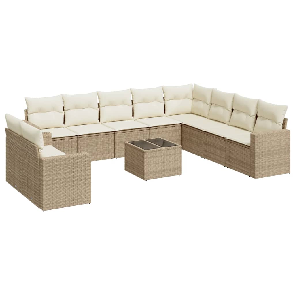 sofasæt til haven 11 dele med hynder polyrattan beige