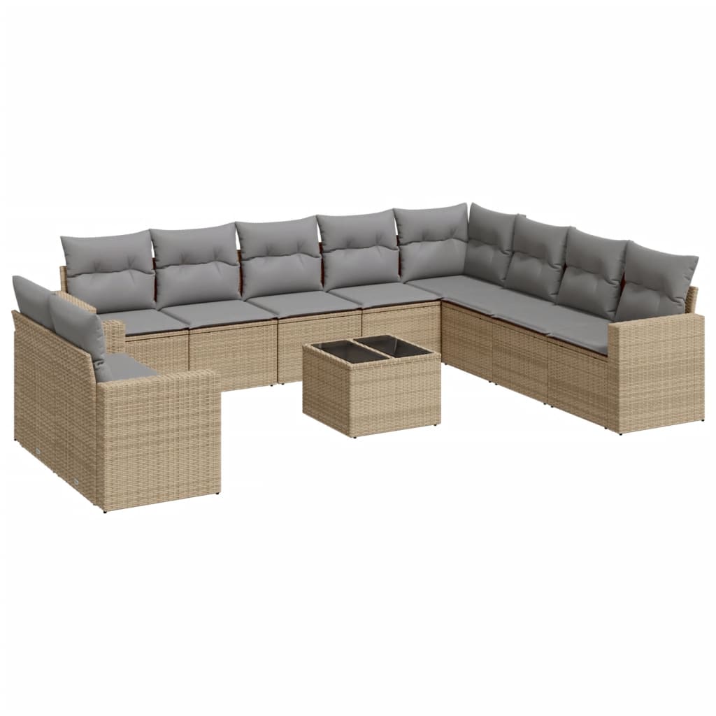 sofasæt til haven 11 dele med hynder polyrattan beige
