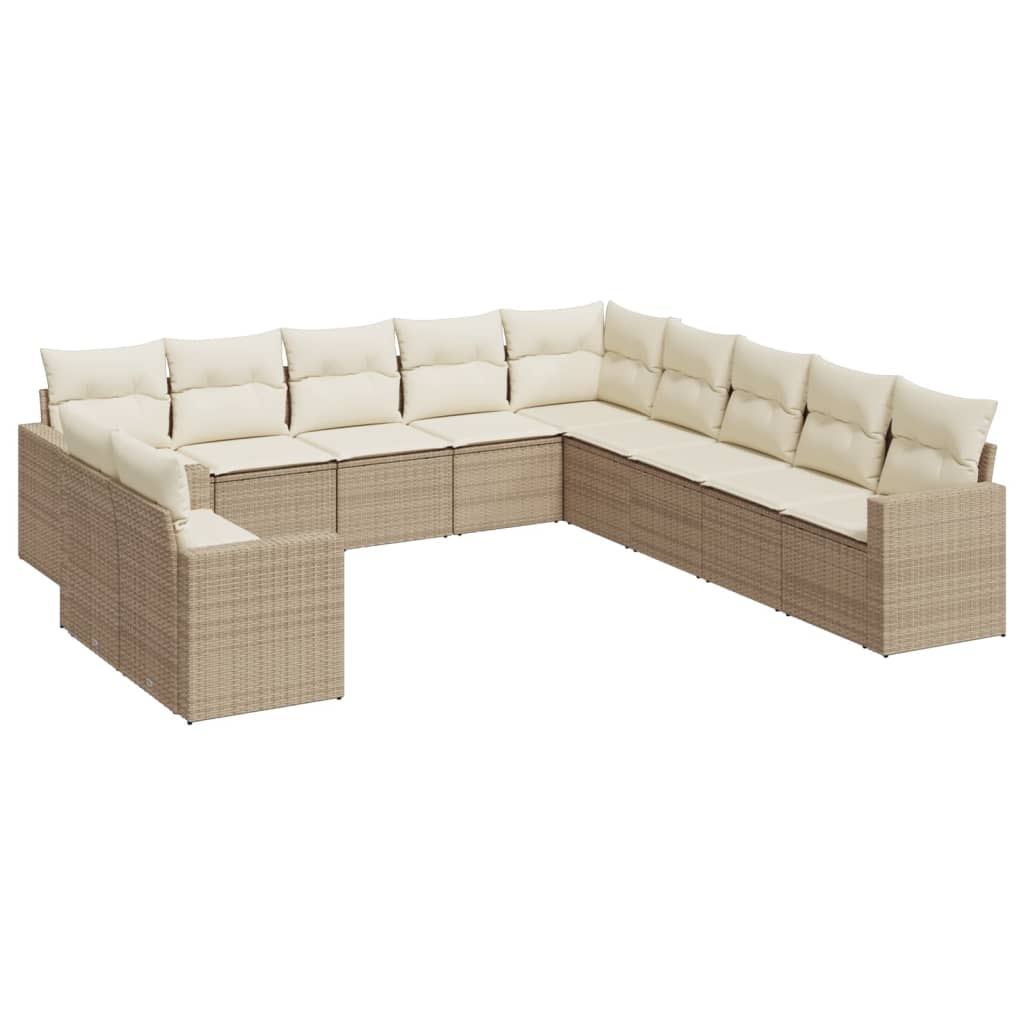 sofasæt til haven 11 dele med hynder polyrattan beige