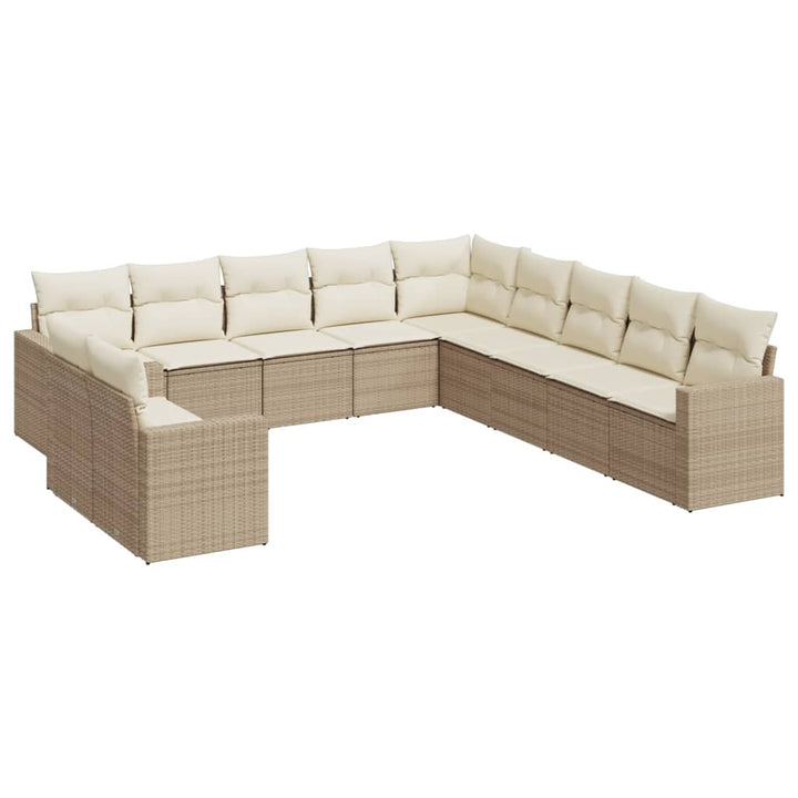 sofasæt til haven 11 dele med hynder polyrattan beige