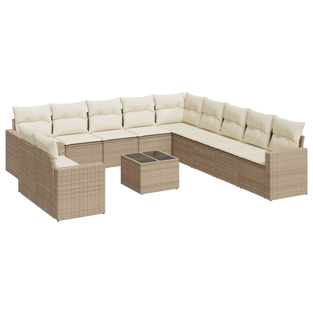 sofasæt til haven 12 dele med hynder polyrattan beige