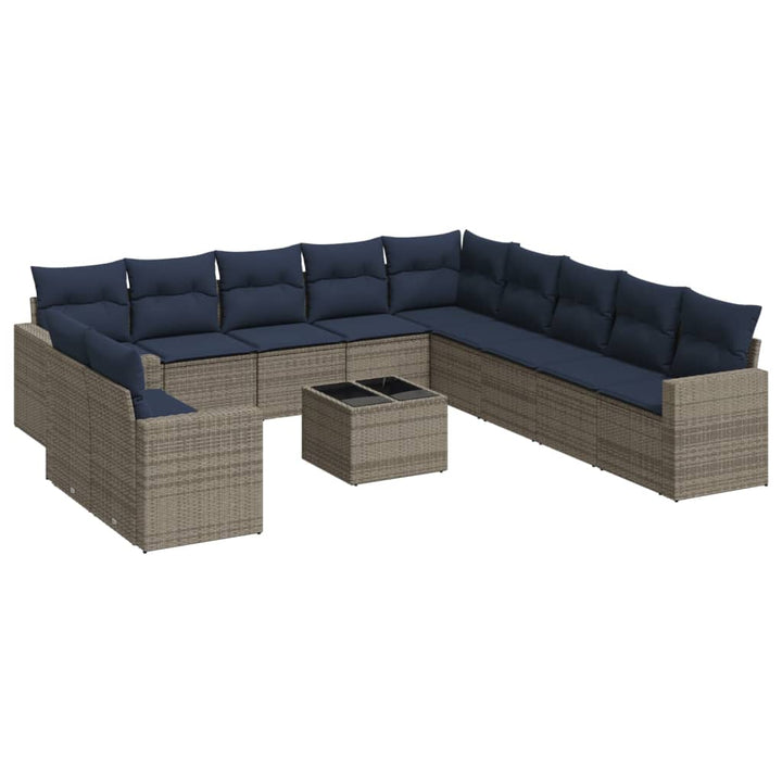 sofasæt til haven 12 dele med hynder polyrattan grå