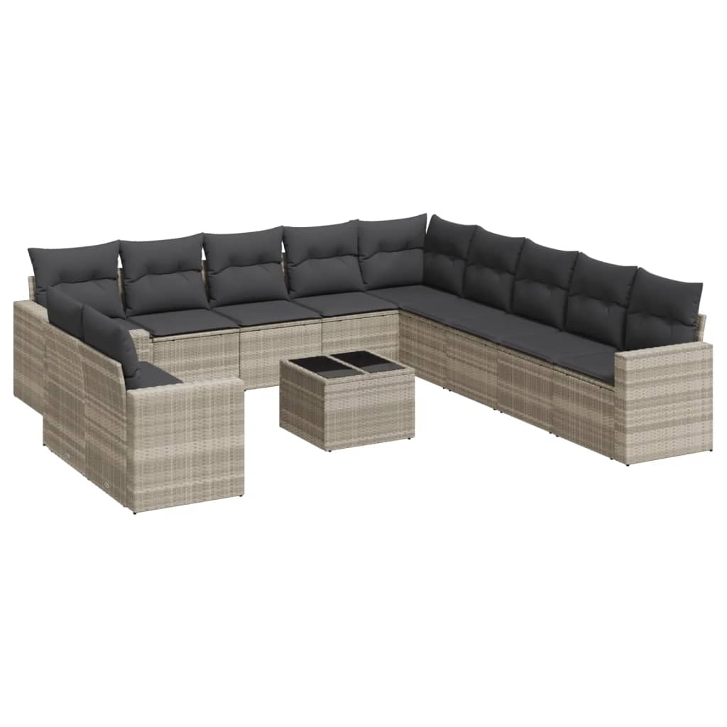 sofasæt til haven 12 dele med hynder polyrattan lysegrå