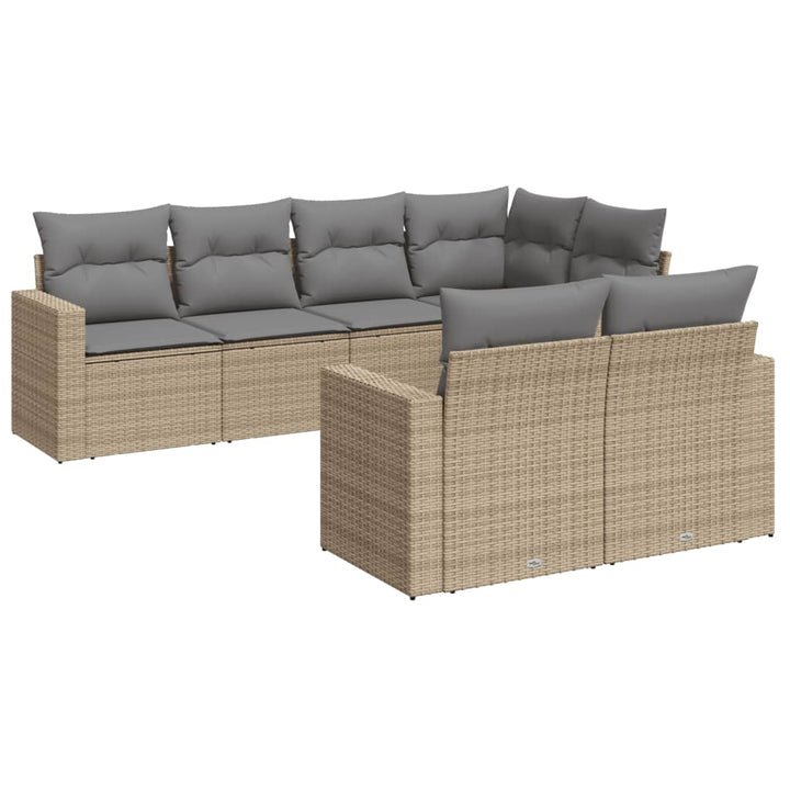 sofasæt til haven 7 dele med hynder polyrattan beige