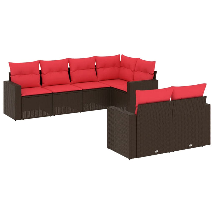 sofasæt til haven 7 dele med hynder polyrattan brun