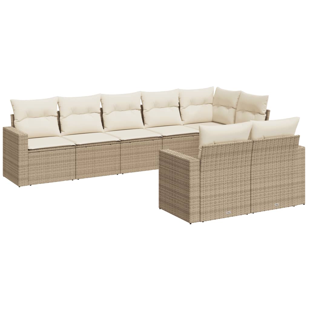 sofasæt til haven 8 dele med hynder polyrattan beige