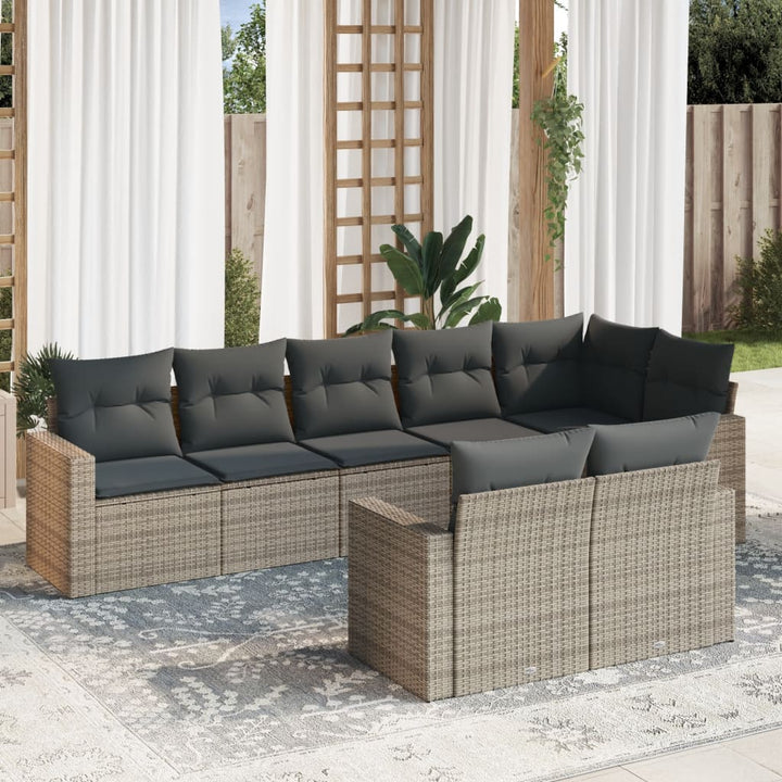 sofasæt til haven 8 dele med hynder polyrattan grå