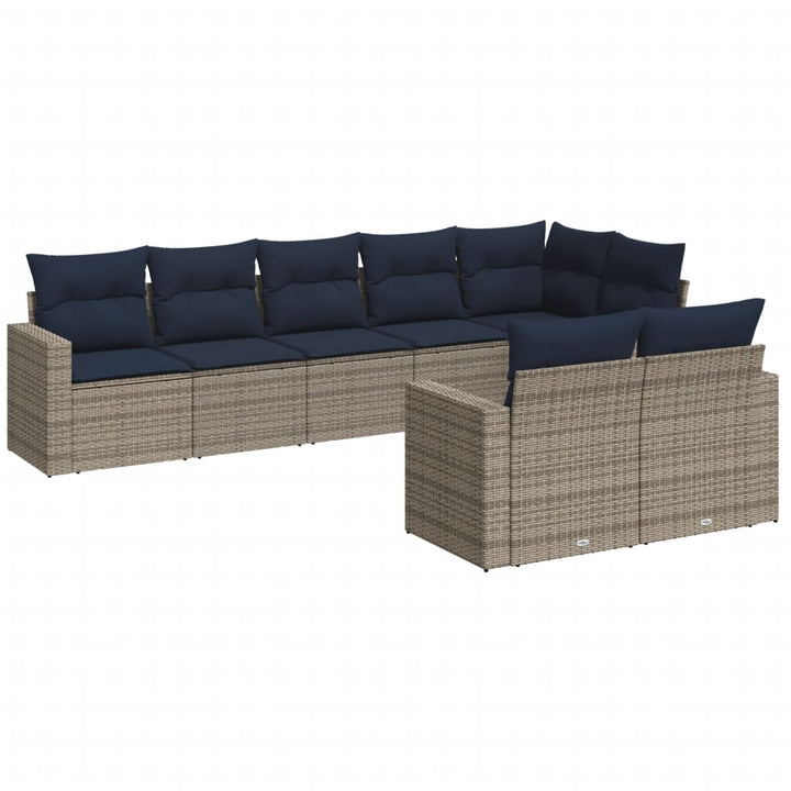 sofasæt til haven 8 dele med hynder polyrattan grå