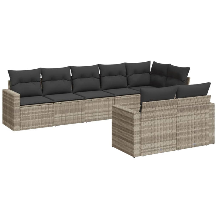 sofasæt til haven 8 dele med hynder polyrattan lysegrå