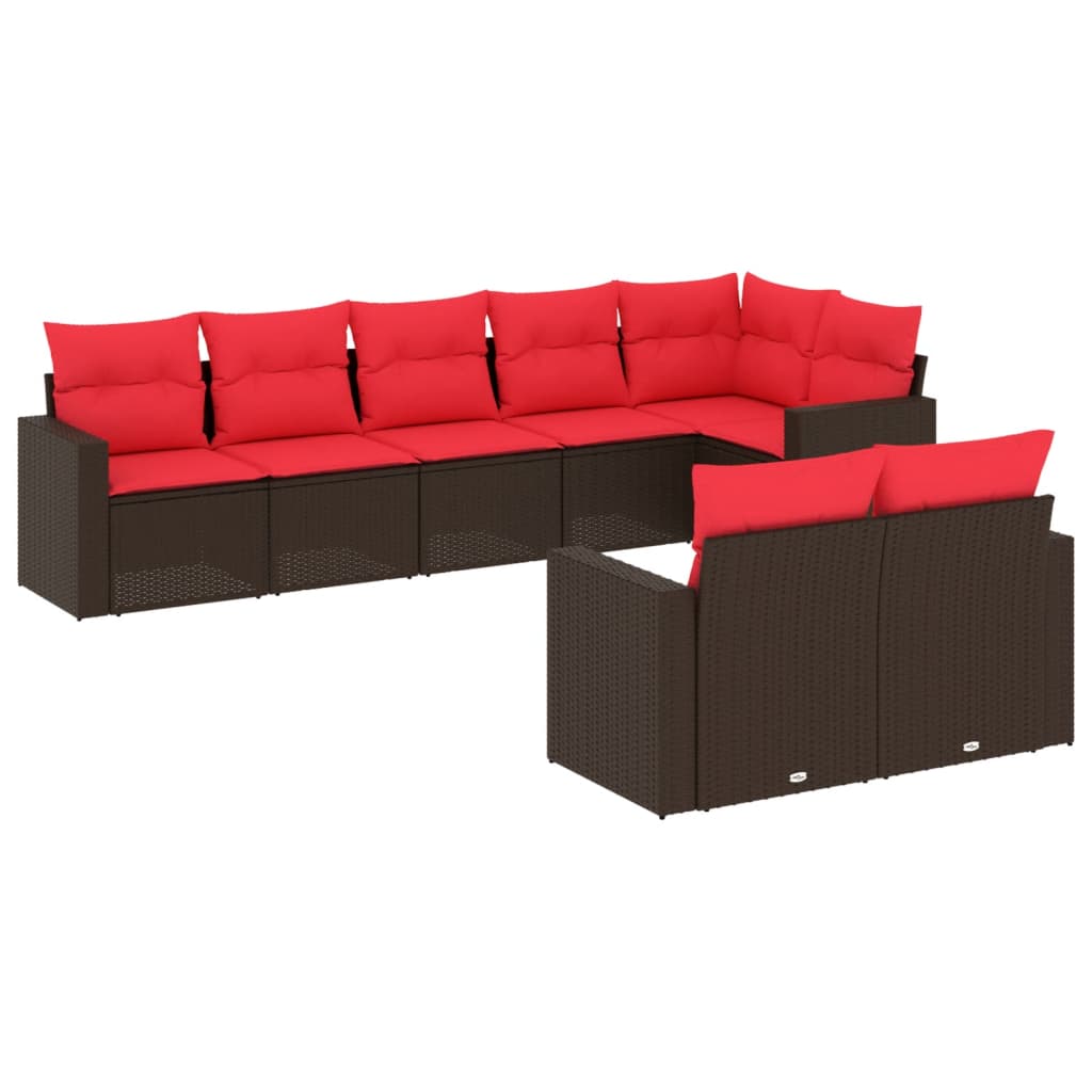 sofasæt til haven 8 dele med hynder polyrattan brun