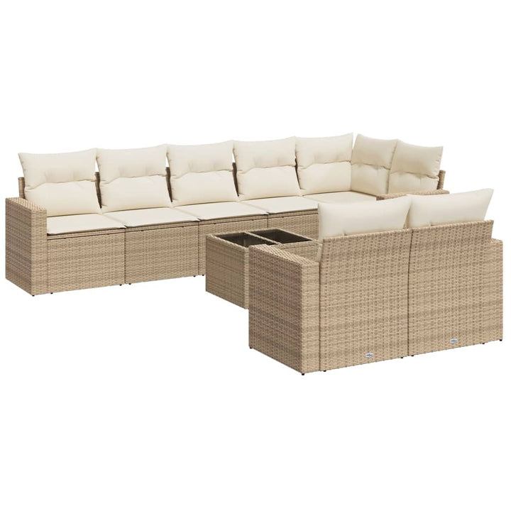 sofasæt til haven 9 dele med hynder polyrattan beige