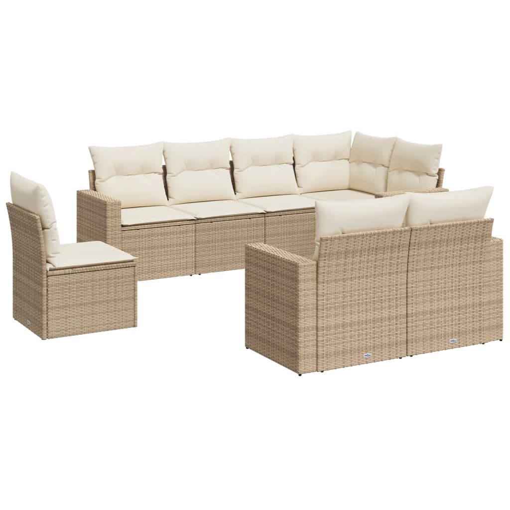 sofasæt til haven 8 dele med hynder polyrattan beige