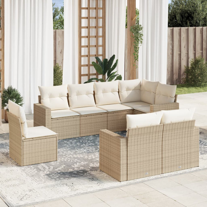 sofasæt til haven 8 dele med hynder polyrattan beige