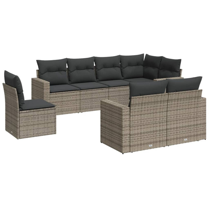 sofasæt til haven 8 dele med hynder polyrattan grå