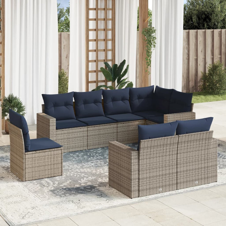 sofasæt til haven 8 dele med hynder polyrattan grå