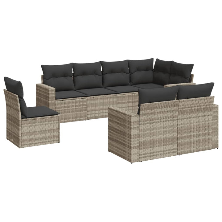sofasæt til haven 8 dele med hynder polyrattan lysegrå