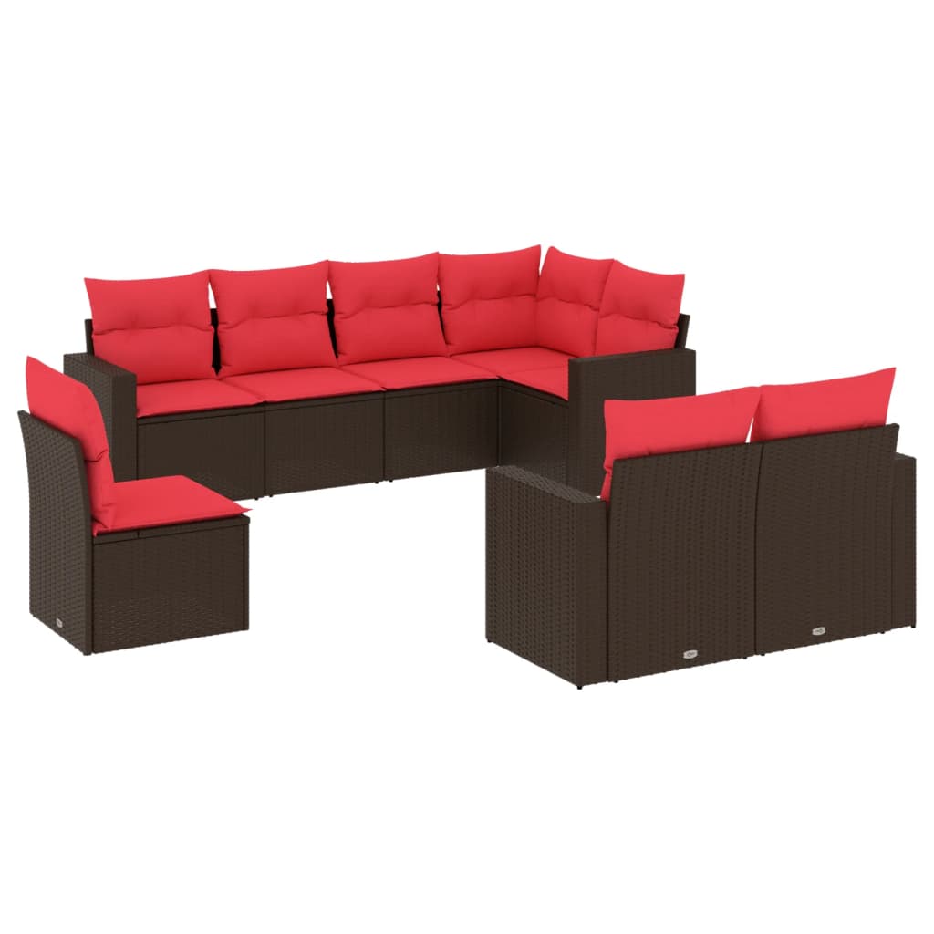 sofasæt til haven 8 dele med hynder polyrattan brun
