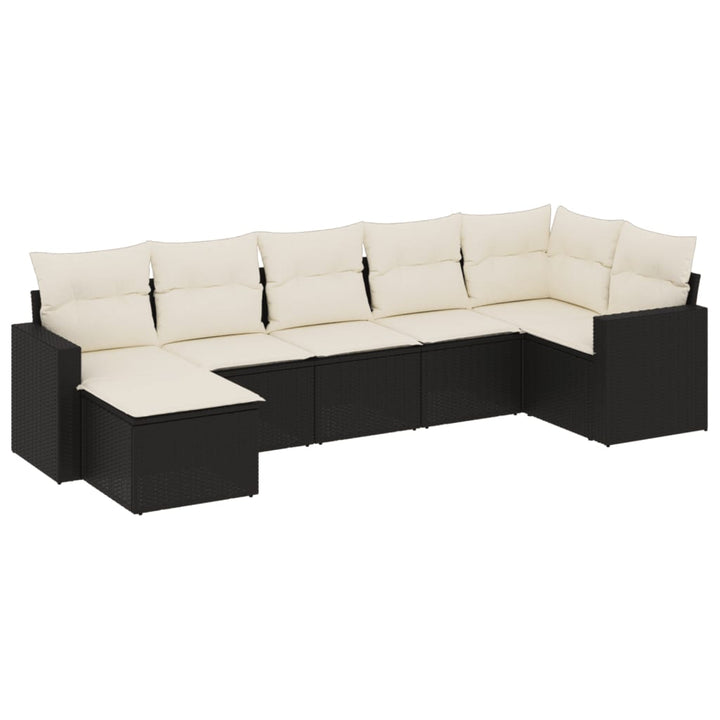 sofasæt til haven 7 dele med hynder polyrattan sort