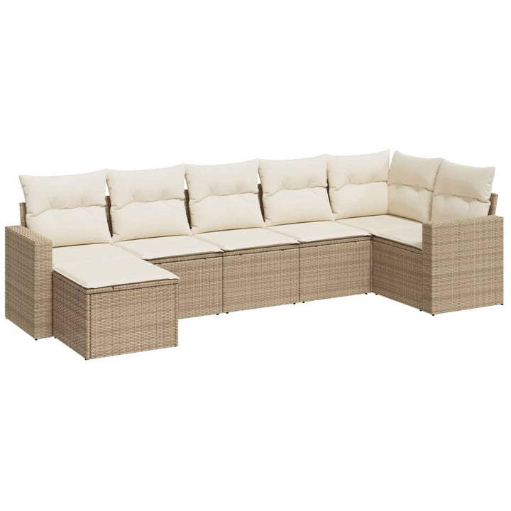 sofasæt til haven 7 dele med hynder polyrattan beige