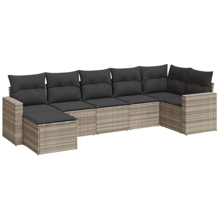 sofasæt til haven 7 dele med hynder polyrattan lysegrå