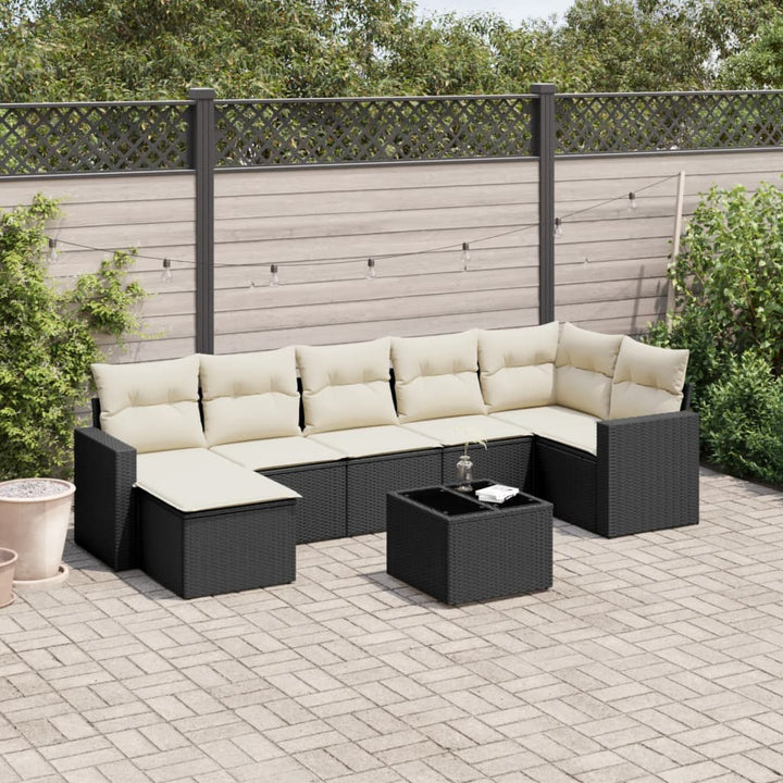 sofasæt til haven 8 dele med hynder polyrattan sort