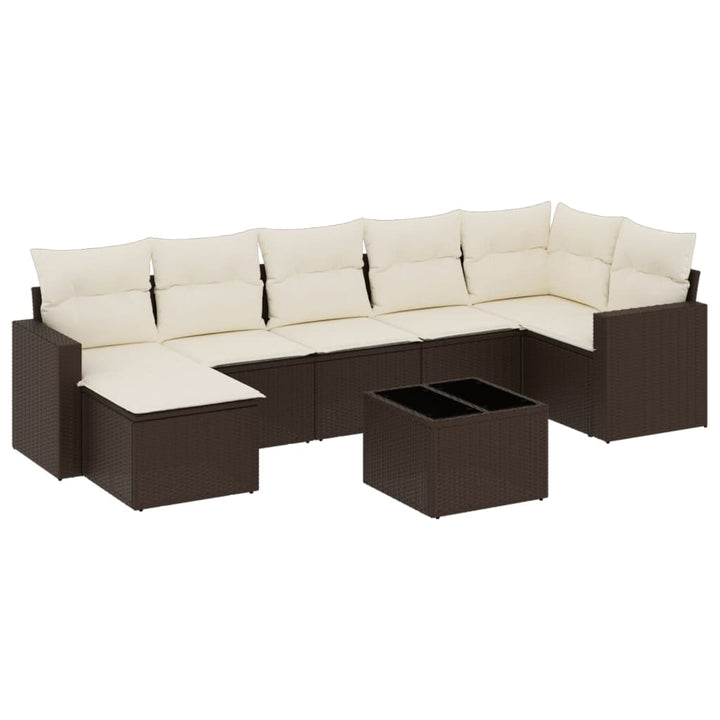 sofasæt til haven 8 dele med hynder polyrattan brun