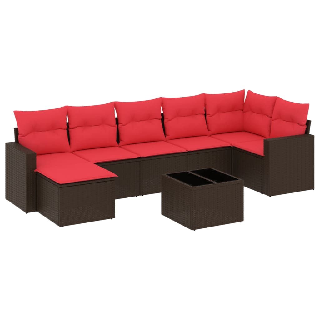 sofasæt til haven 8 dele med hynder polyrattan brun