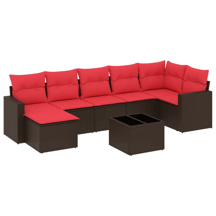 sofasæt til haven 8 dele med hynder polyrattan brun